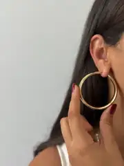 14K Altın Kaplama Büyük Halka Küpe 5.5 Cm 2