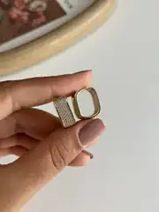14K Xuping Seri Gömme Taş İşlemeli Kare Küpe 2