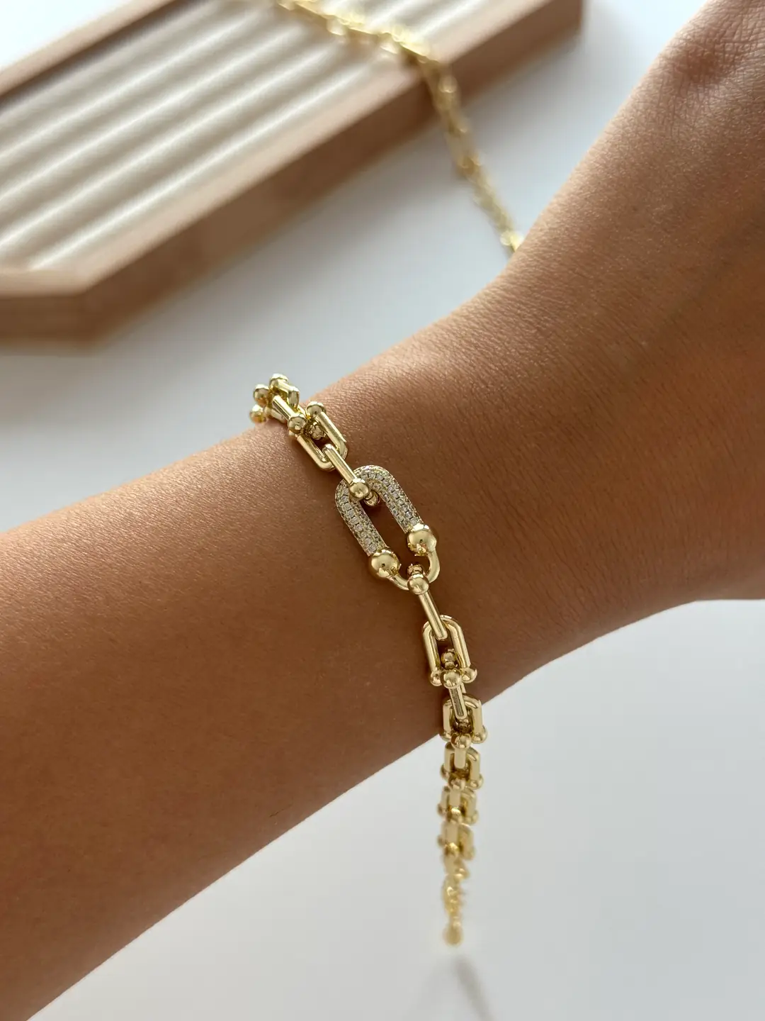 14k Altın Kaplama Taşlı Marka Model Bileklik 
