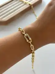 14k Altın Kaplama Taşlı Marka Model Bileklik  1