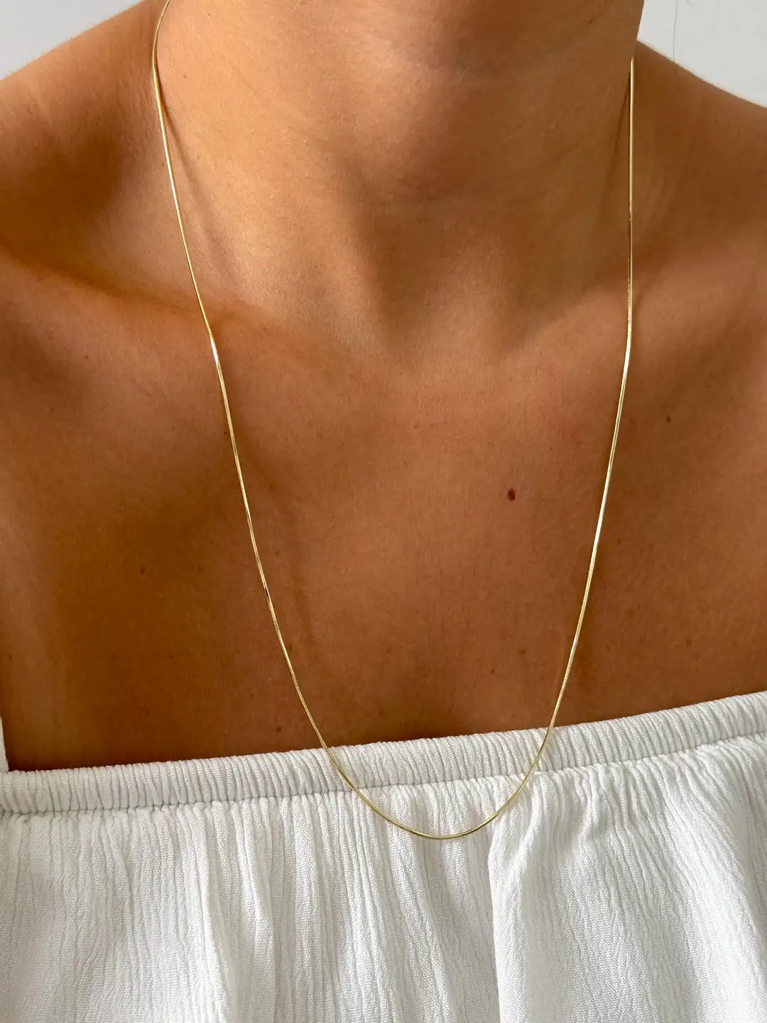 14K Xuping Seri İnce Yılan Kolye 60 Cm