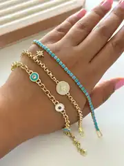 14K Altın Kaplama Kuyumcu Model Charmlı Bileklik 3