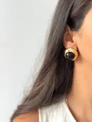 Vintage Siyah Taş Küpe 2