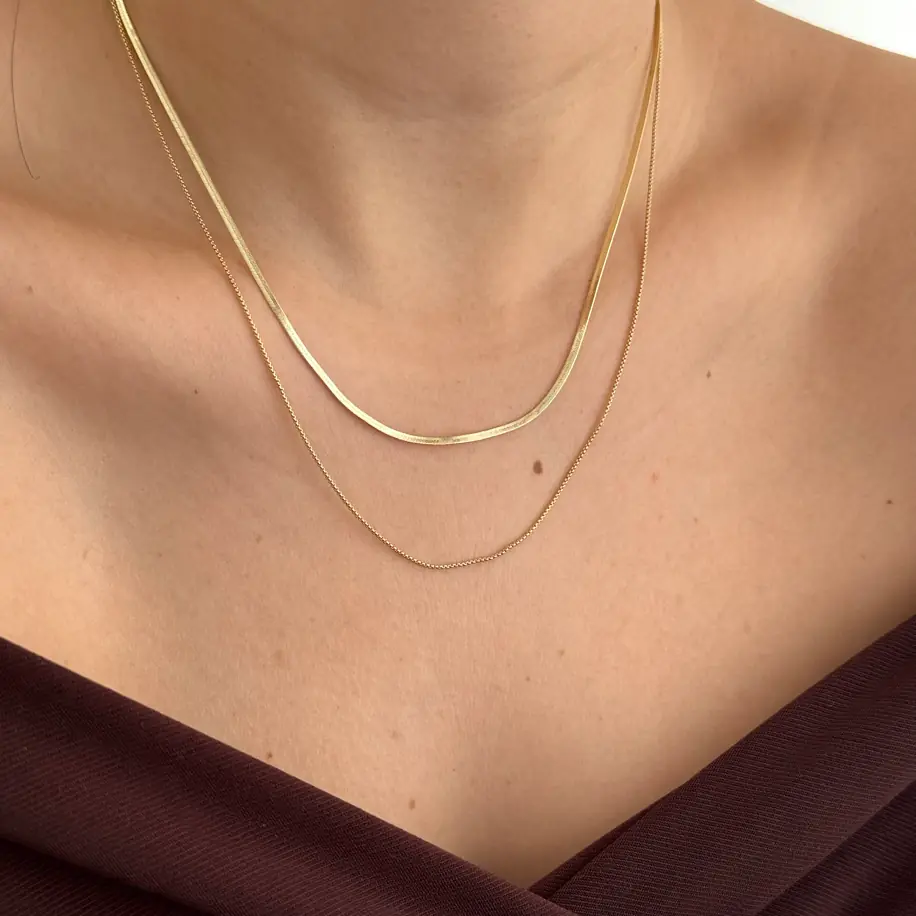 14K Xuping Seri Tek Kilitte İkili Kolye