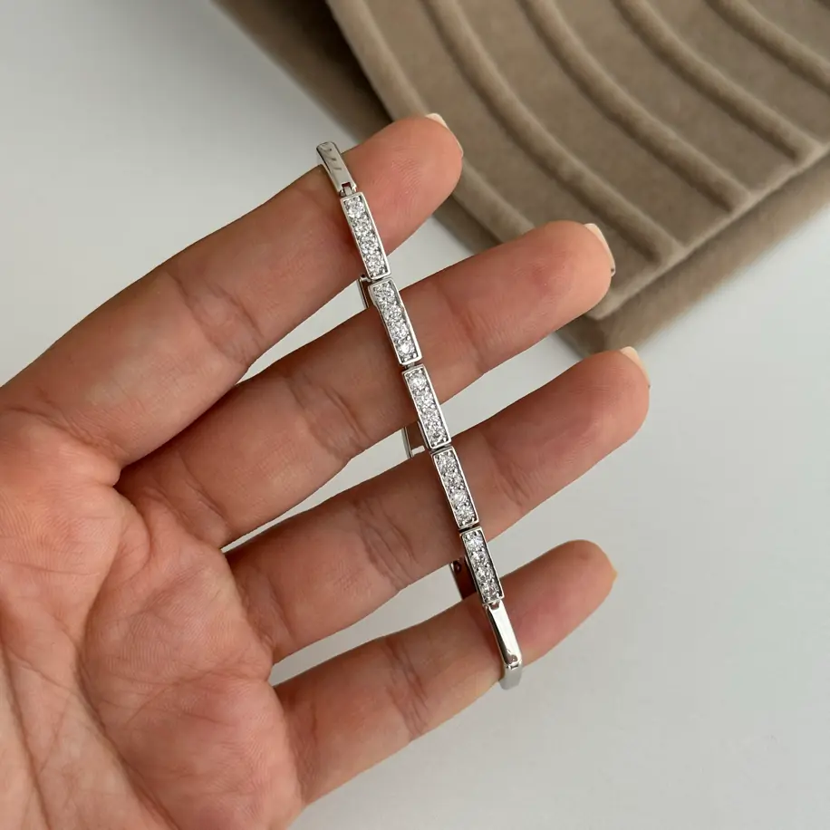 Xuping Seri Silver Taşlı Plaka Bileklik