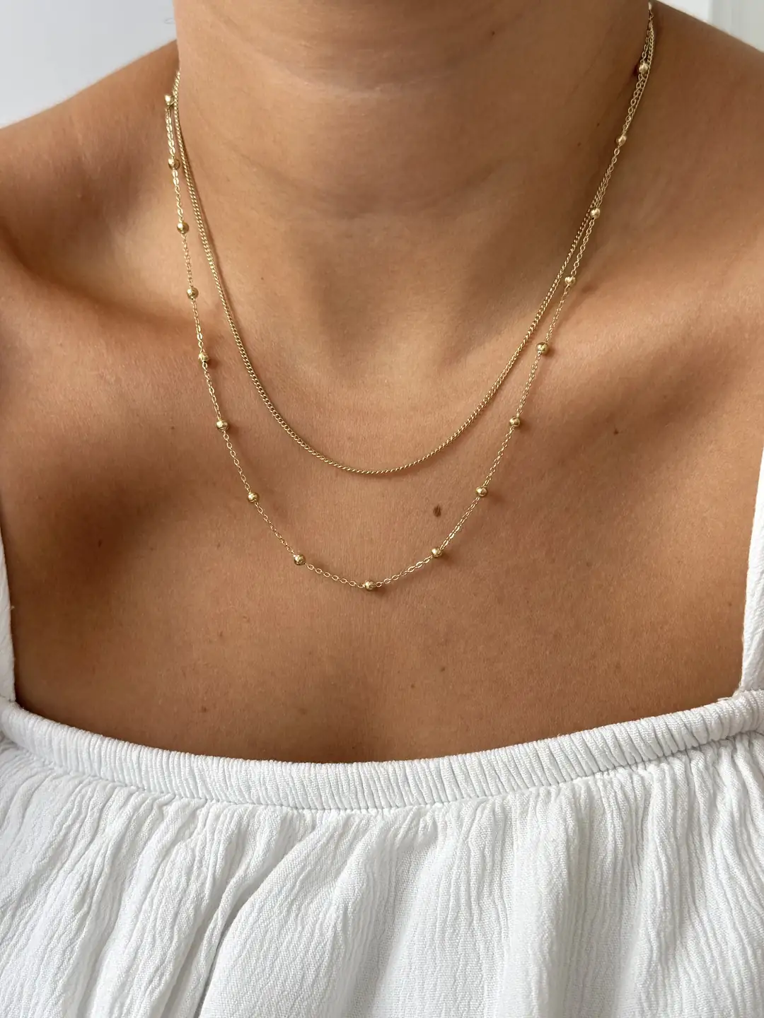 14K Xuping Seri Tek Kilitte Çift Zincir Kolye