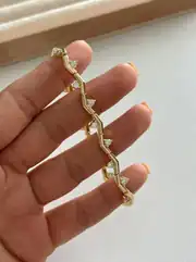14K Altın Kaplama Taşlı Zikzak Bileklik 1