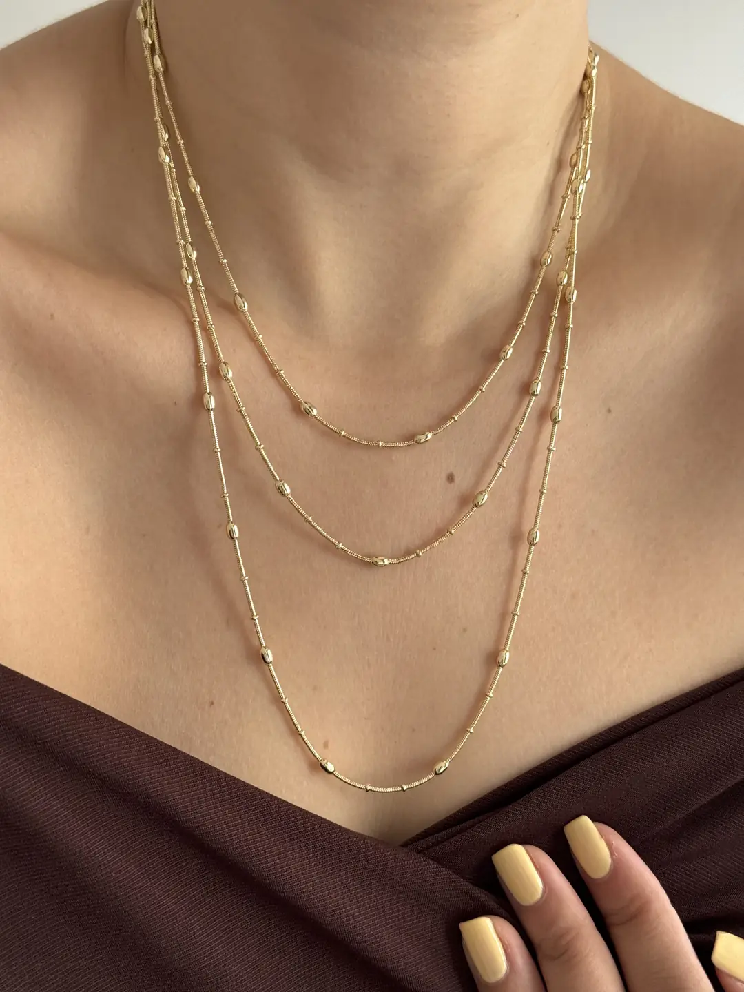 14K Xuping Seri Yassı Dorika Kolye