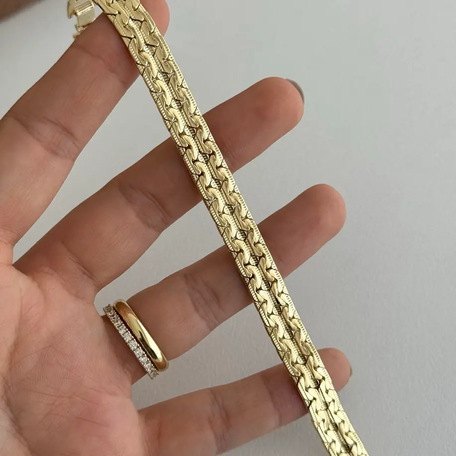 14K Xuping Seri Çift Görünümlü Zincir Bileklik