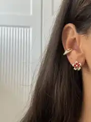 14K Xuping Seri Kırmızı Çiçek Küpe 2