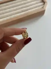 14K Xuping Seri Minimal Pastel Taşlı X Küpe 2