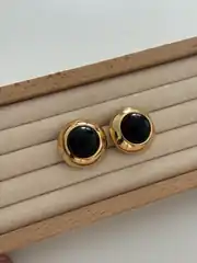 Vintage Siyah Taş Küpe 1