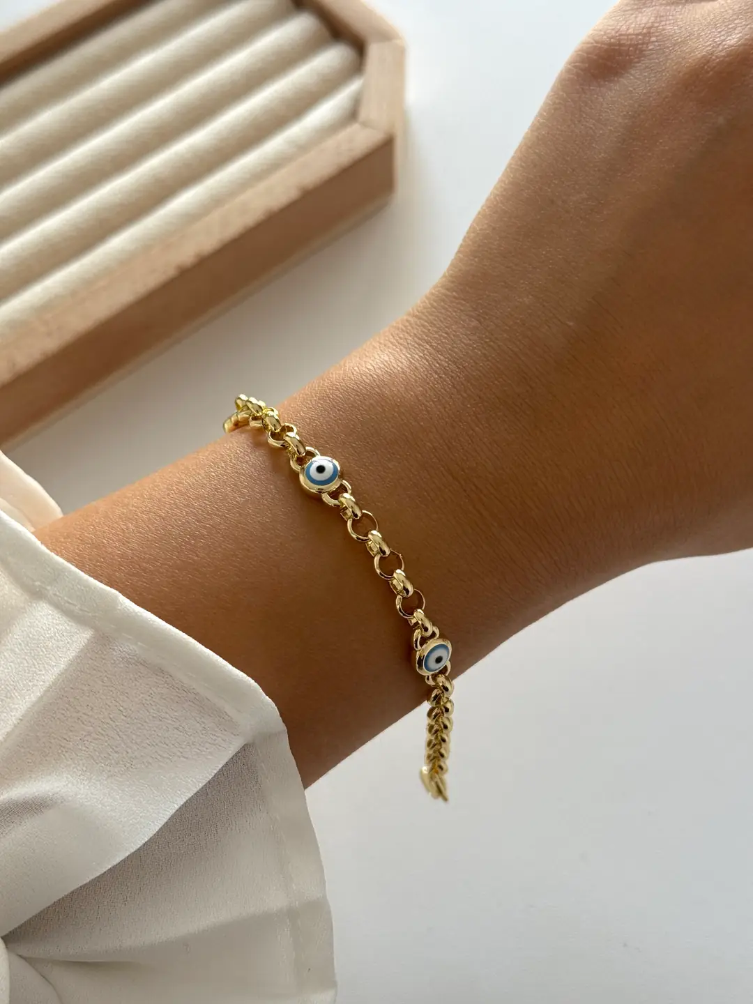 14k altın kaplama kuyumcu model nazar bileklik 