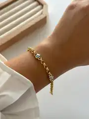 14k altın kaplama kuyumcu model nazar bileklik  1