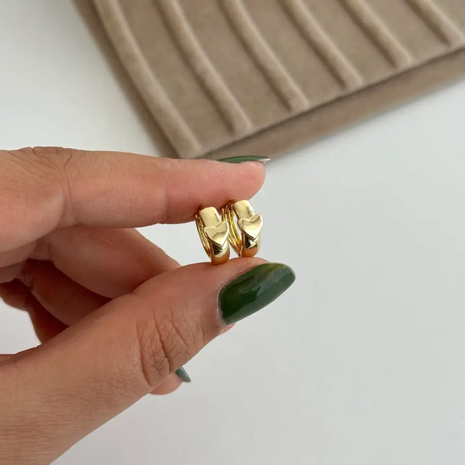14K Xuping Seri Minimal Kalp Küpe