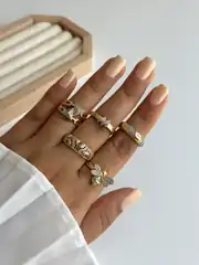 14K Altın Kaplama Ayarlanabilir Mix Yüzük 2