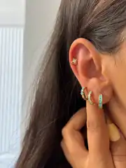 14K Xuping Seri Mavili Halka Küpe 2