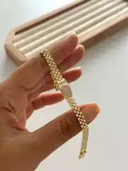 14k altın kaplama pudra taşlı vintage bileklik  1