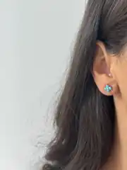 14K Xuping Seri Mavi Yonca Küpe 1