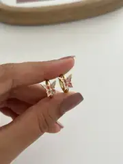 14K Xuping Seri Pembe Kelebek Küpe 2