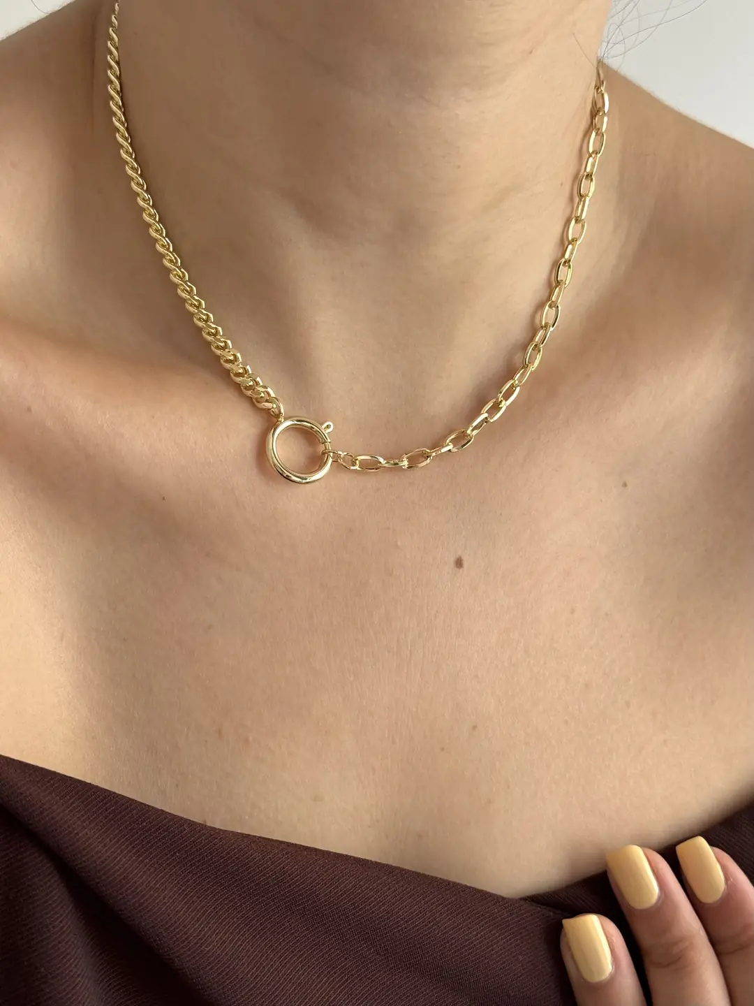 14K Altın Kaplama Chocker Kolye