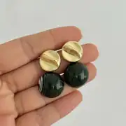 Altın Kaplama  Koyu Yeşil Küpe 2