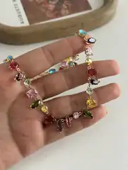14K Altın Kaplama Swarovski Model Renkli Kolye 2