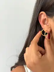 14K Xuping Seri Parıltılı Halka Küpe 1