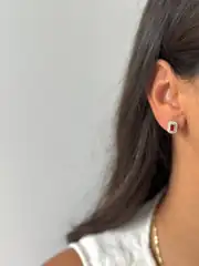 14K Xuping Seri Kuyumcu Model Kırmızı Taşlı Küpe 1