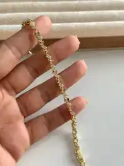 14K Altın Kaplama İnce Araları Taşlı Baklava Desen Bileklik 1