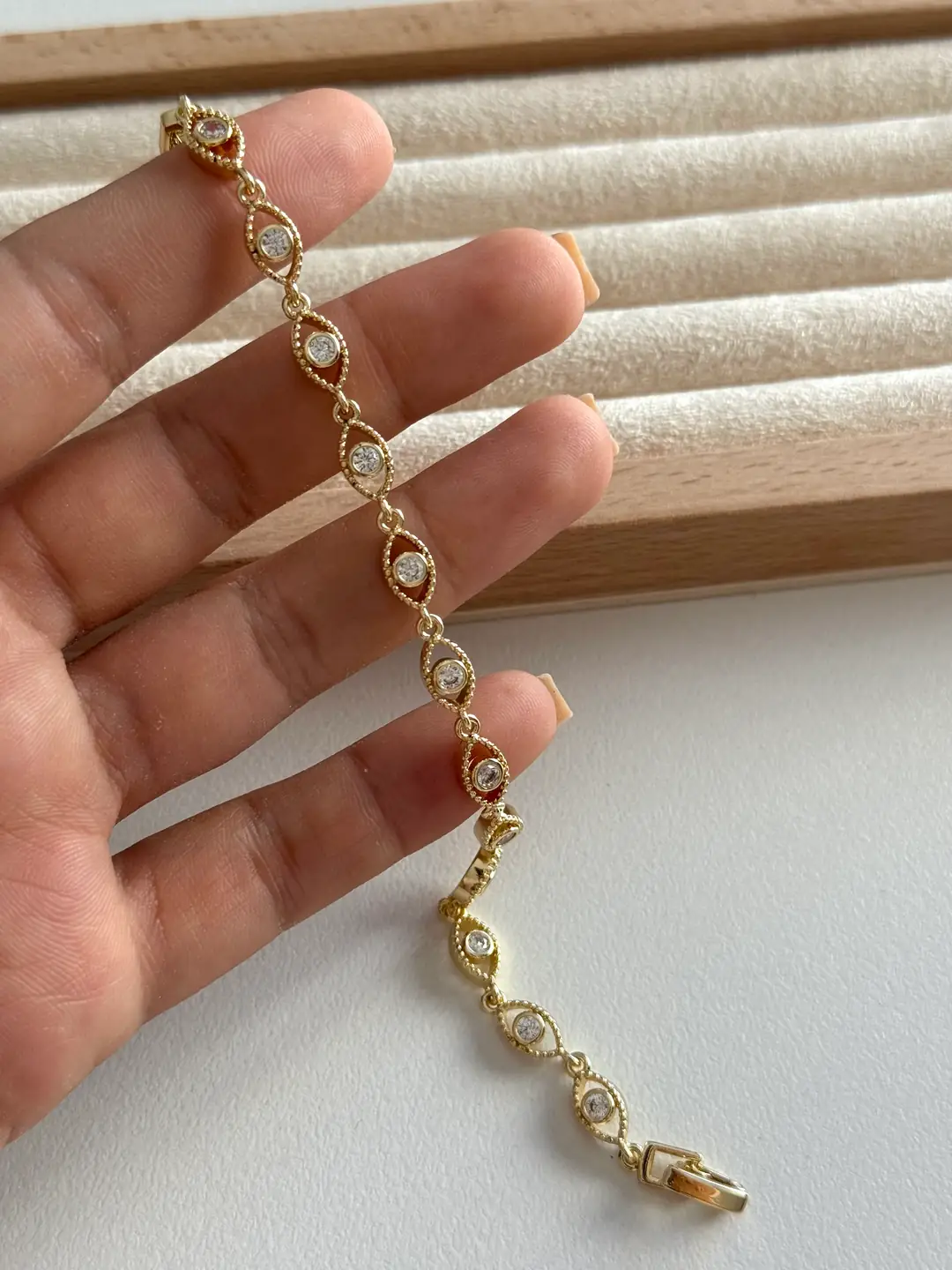 14K Altın Kaplama Vintage Göz Bileklik