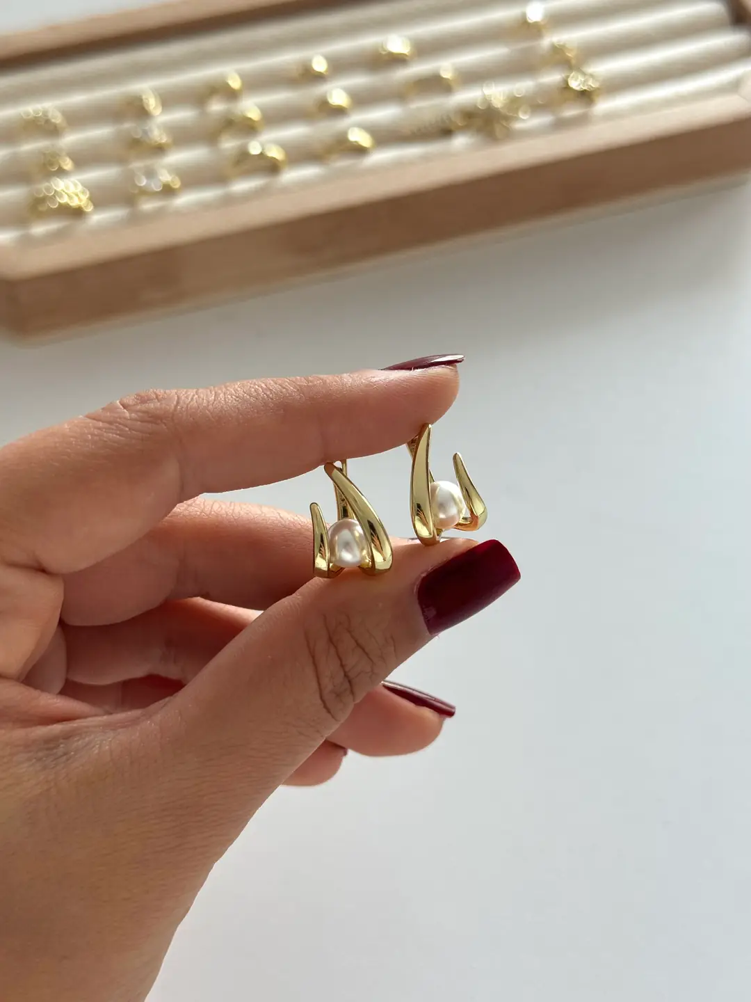 14K Xuping Seri İnci Küpe 
