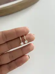 14K Xuping Seri Minimal Tektaş Sallantılı Küpe 2