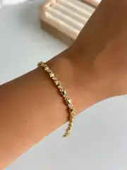 14K Altın Kaplama İnce Araları Taşlı Baklava Desen Bileklik 2