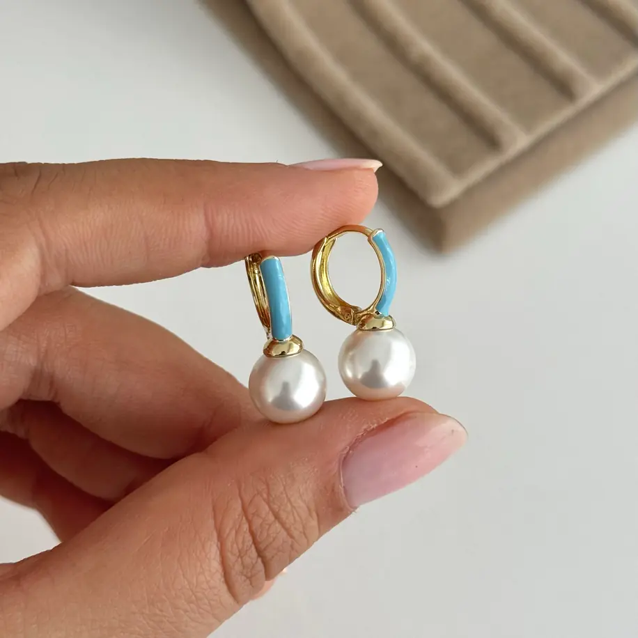 14K Xuping Seri İnci Küpe