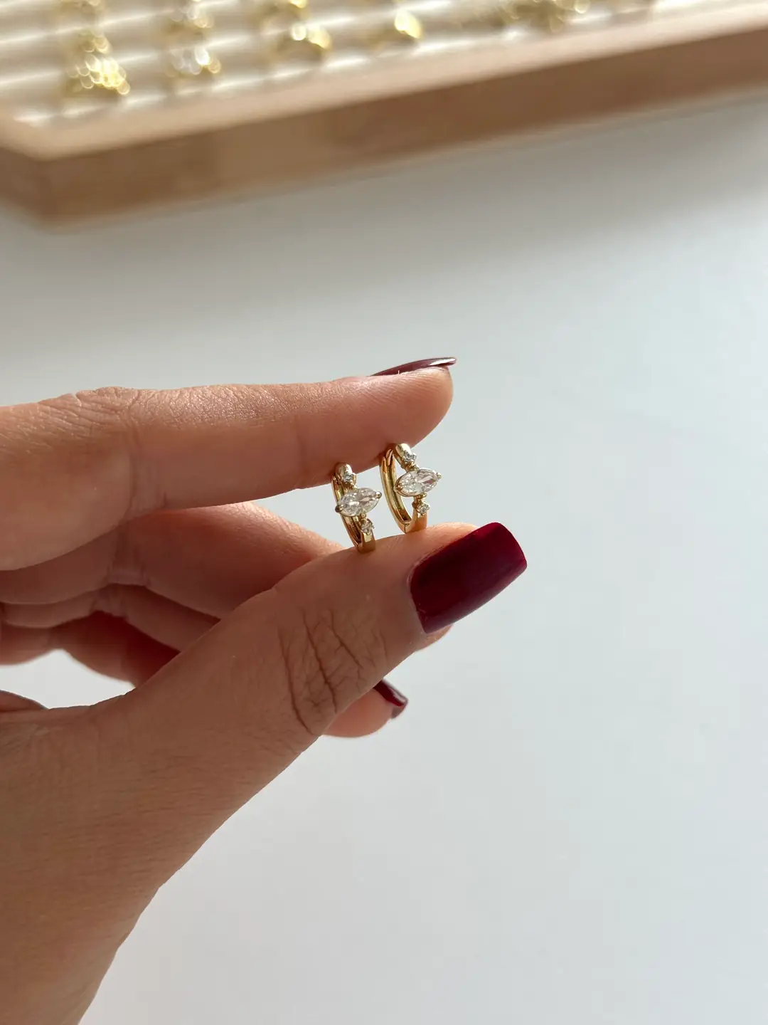 14K Xuping Seri Markiz Taş Küpe 