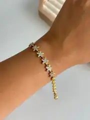 14K Altın Kaplama Çiçek Bileklik 2