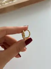 14K Xuping Seri Pırıltılı Halka Küpe  1