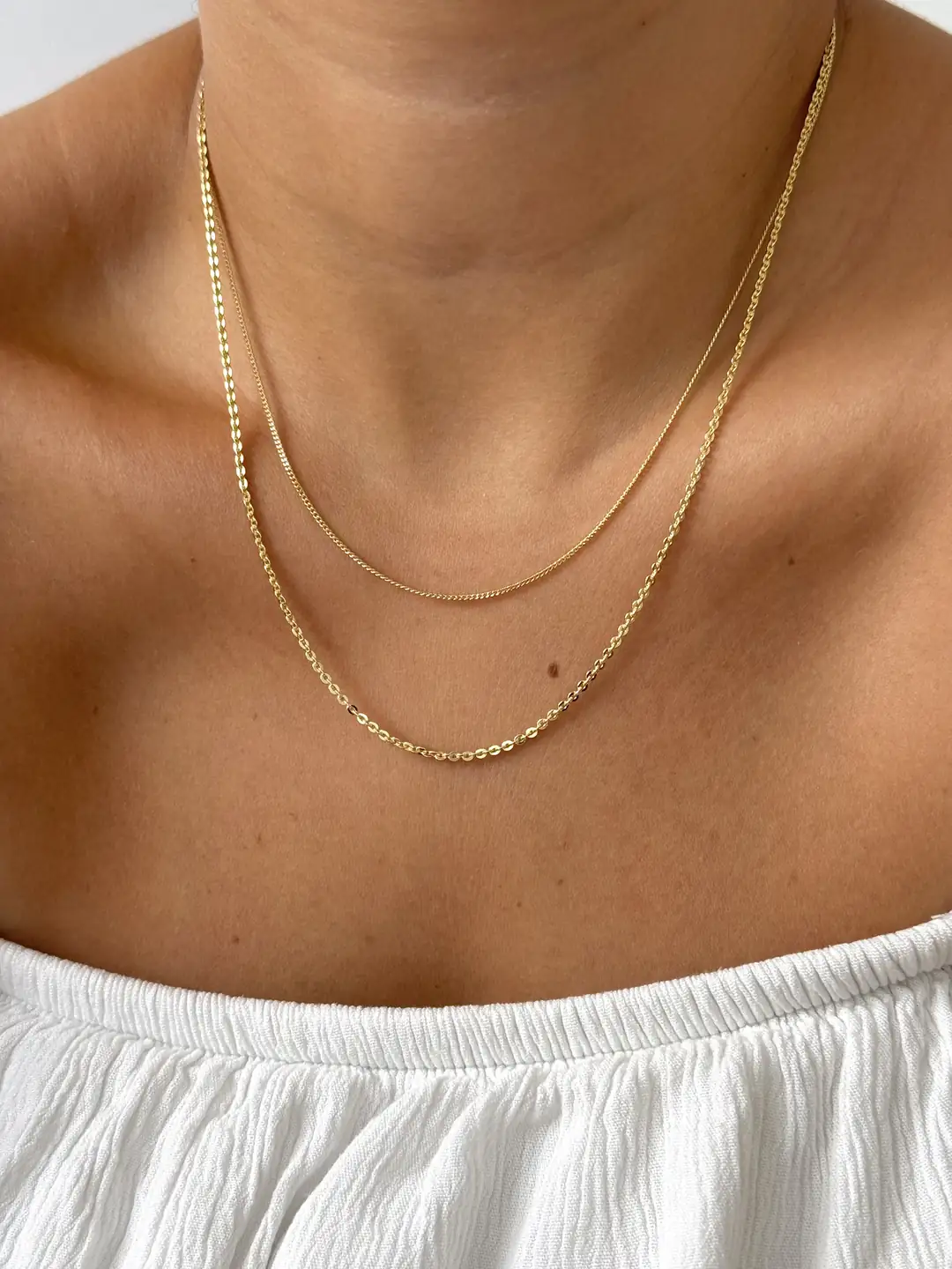 14K Xuping Seri Tek Kilitte Çift Zincir Kolye