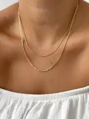 14K Xuping Seri Tek Kilitte Çift Zincir Kolye 1