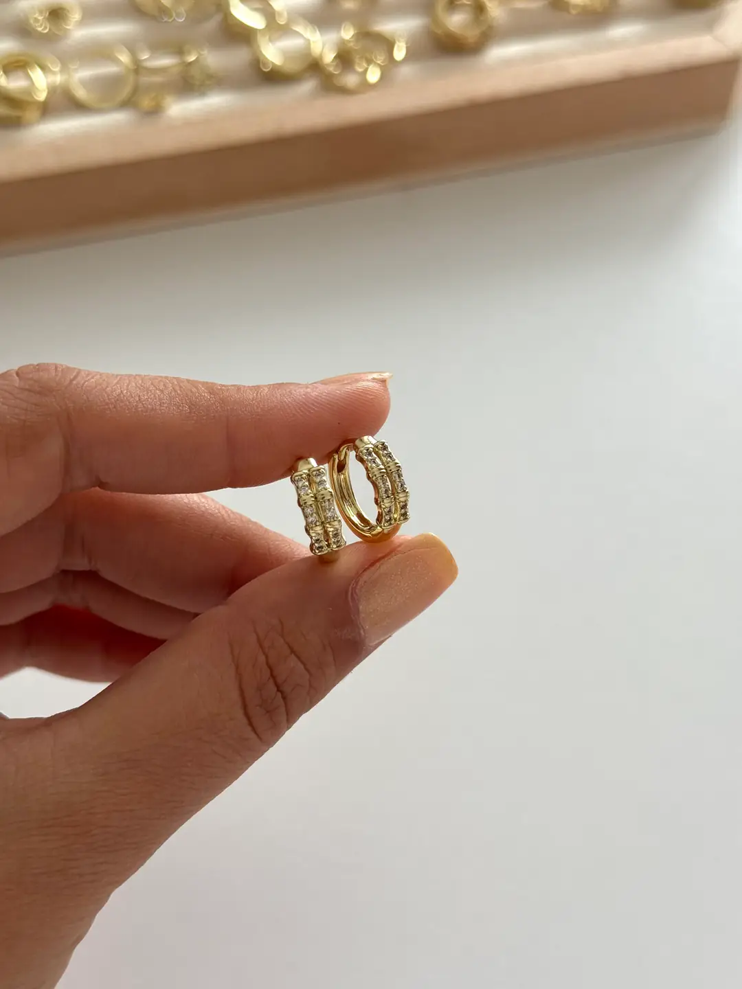 14k Xuping Seri Çift Sıralı Küpe 
